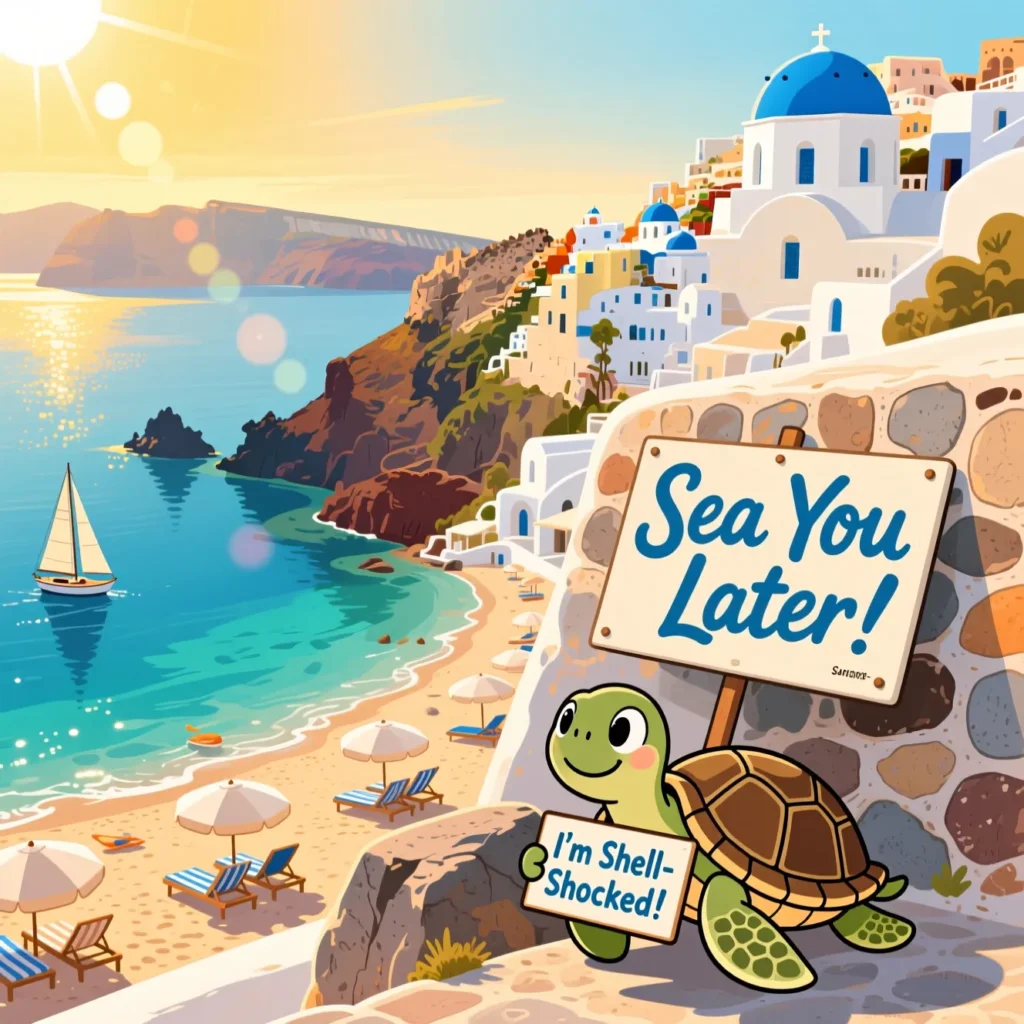 Santorini Beach & Sea Puns