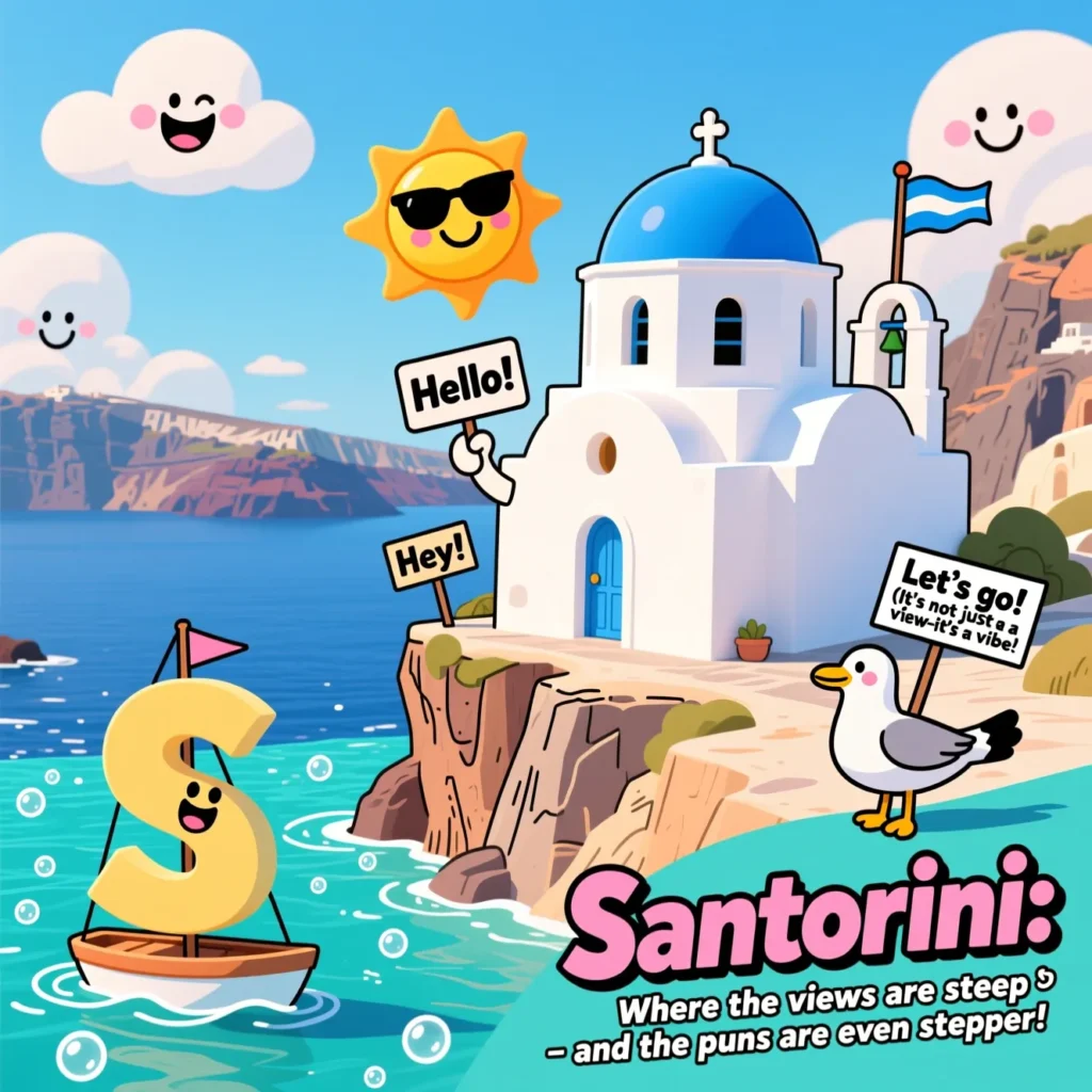 Funny Santorini Travel Puns