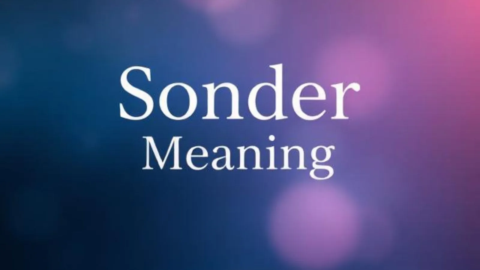 Sonder Meaning